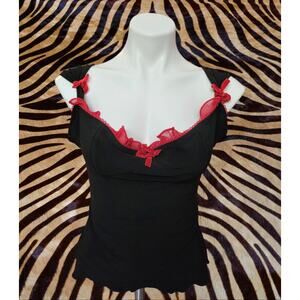 Vintage WHEELS & DOLLBABY Stretch Knit Spot Sweetheart Top 4Aust-UK/0US